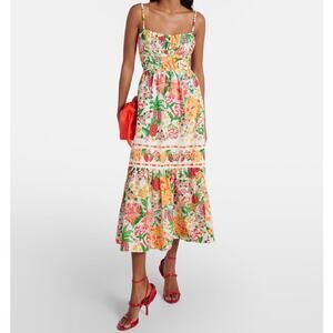 Farm Rio | Floral Sketch Cotton Midi Dress